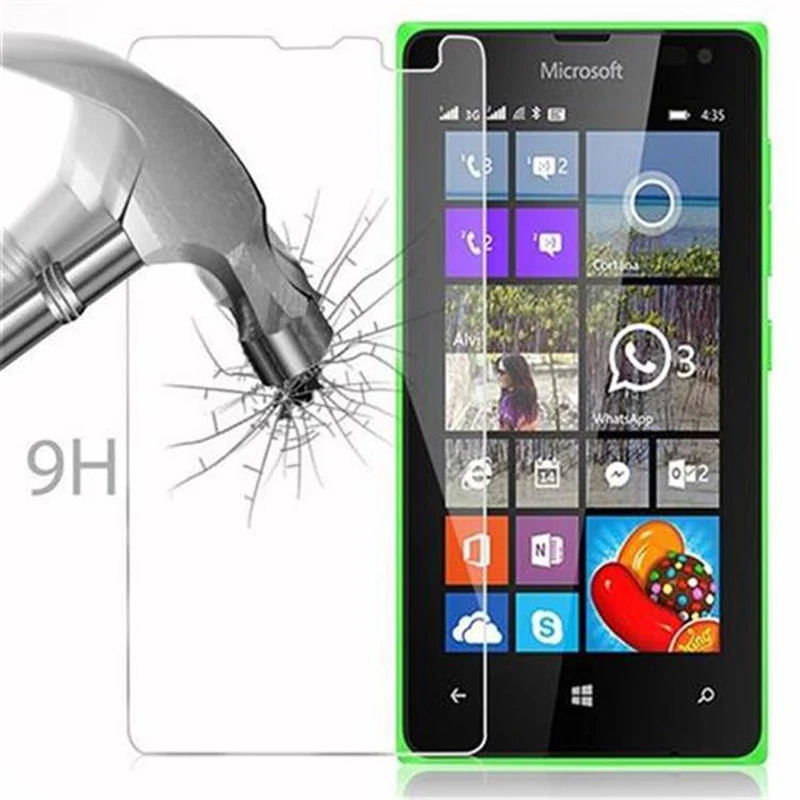 Cadorabo Panzer Folie kompatibel mit Nokia Lumia 435 - Schutzfolie Gehärtetes (Tempered) Display-Schutzglas in 9H Härte mit 3D Touch Kompatibilität
