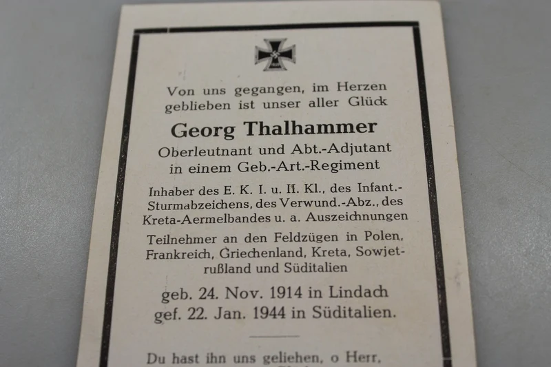 Sterbebilder Oberleutnant GJ gefallen Süditalien 22