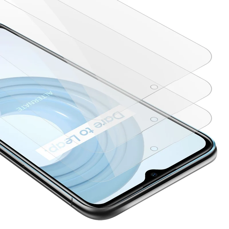 Cadorabo 3x Panzer Folie kompatibel mit Realme C21 - Schutzfolie 3er Pack Gehärtetes (Tempered) Display-Schutzglas in 9H Härte mit 3D Touch Kompatibilität