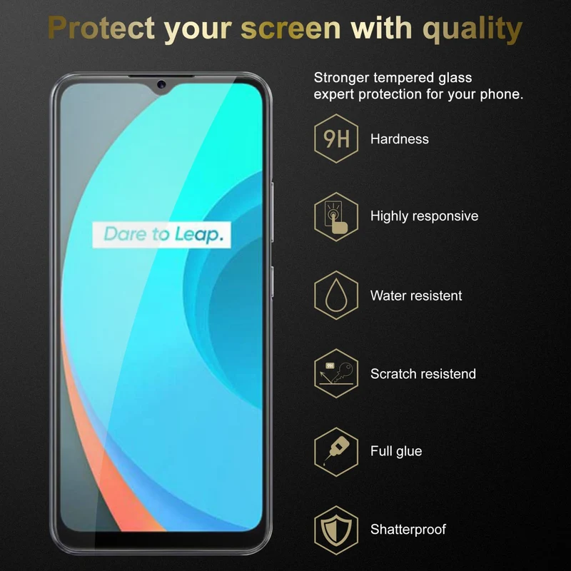 Cadorabo Panzer Folie kompatibel mit Realme C11 2020 - Schutzfolie Gehärtetes (Tempered) Display-Schutzglas in 9H Härte mit 3D Touch Kompatibilität