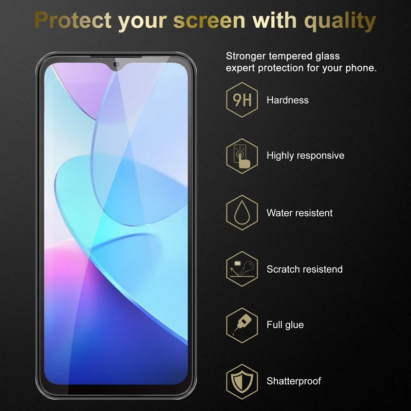 Cadorabo 3x Panzer Folie kompatibel mit Oukitel C31 - Schutzfolie 3er Pack Gehärtetes (Tempered) Display-Schutzglas in 9H Härte mit 3D Touch Kompatibilität