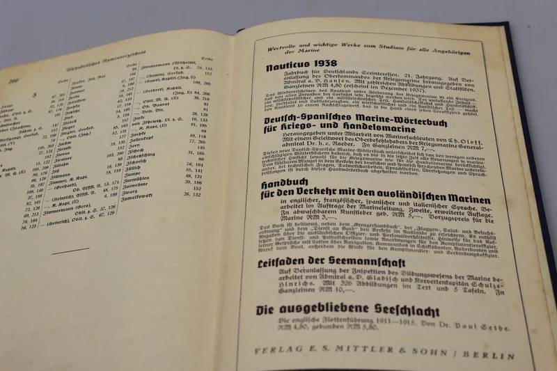 „Rangliste der Deutschen Kriegsmarine“ 1937