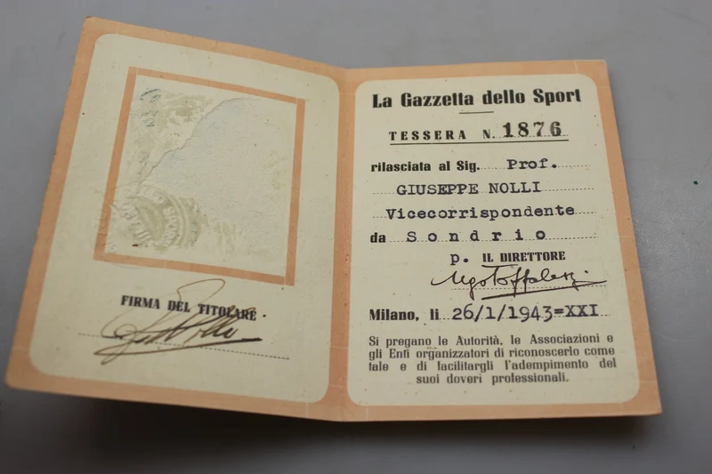 Mitgliedskarte „Gazzetta dello Sport“ – 1943 XXI° vz