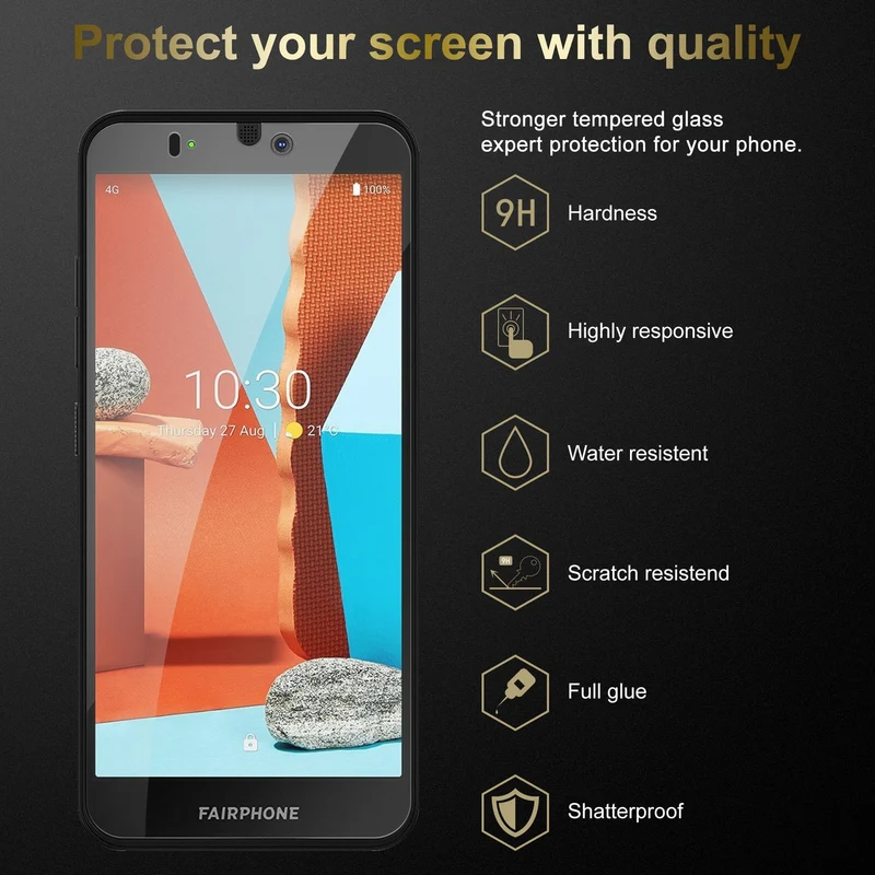 Cadorabo 3x Panzer Folie kompatibel mit Fairphone 3 - Schutzfolie 3er Pack Gehärtetes (Tempered) Display-Schutzglas in 9H Härte mit 3D Touch Kompatibilität