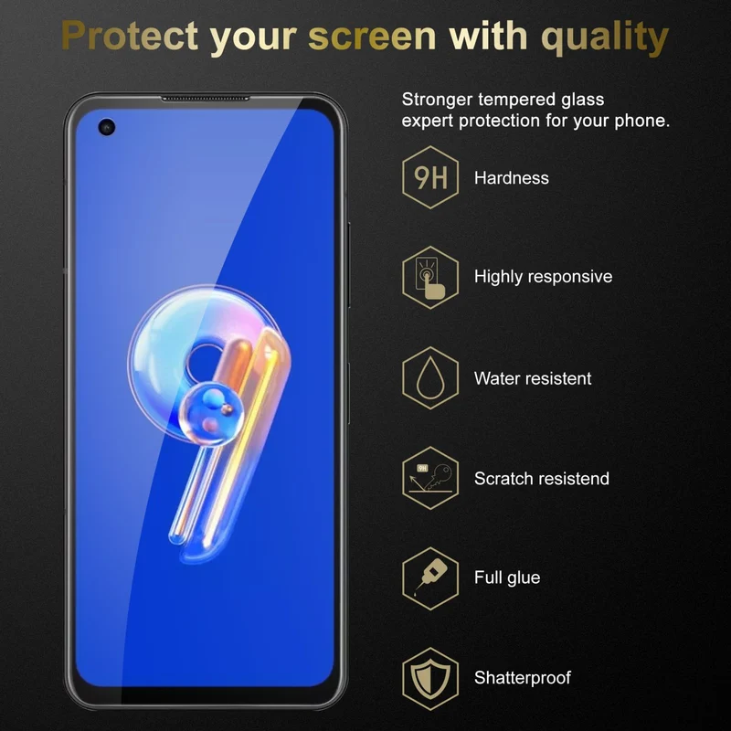 Cadorabo Panzer Folie kompatibel mit Asus ZenFone 9 - Schutzfolie Gehärtetes (Tempered) Display-Schutzglas in 9H Härte mit 3D Touch Kompatibilität