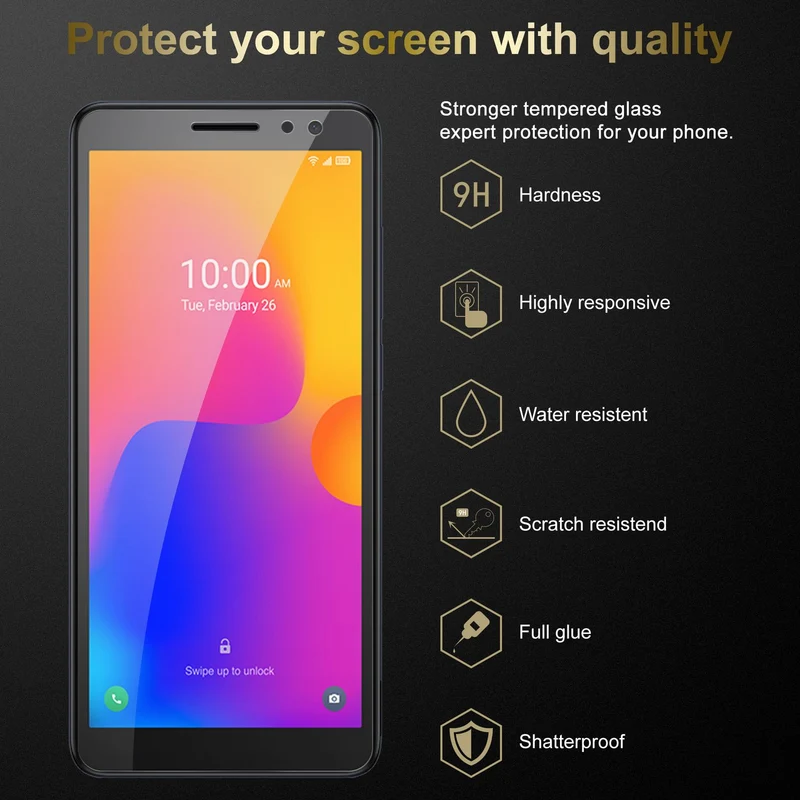 Cadorabo 3x Panzer Folie kompatibel mit Alcatel 1B 2022 - Schutzfolie 3er Pack Gehärtetes (Tempered) Display-Schutzglas in 9H Härte mit 3D Touch Kompatibilität