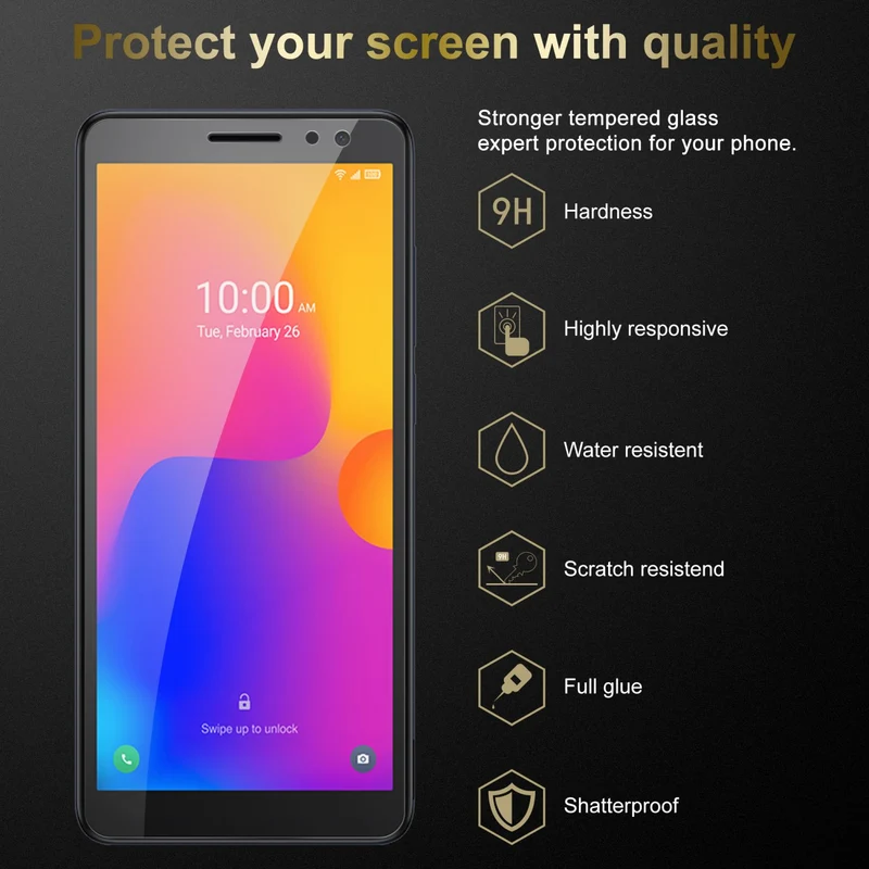 Cadorabo Panzer Folie kompatibel mit Alcatel 1B 2022 - Schutzfolie Gehärtetes (Tempered) Display-Schutzglas in 9H Härte mit 3D Touch Kompatibilität