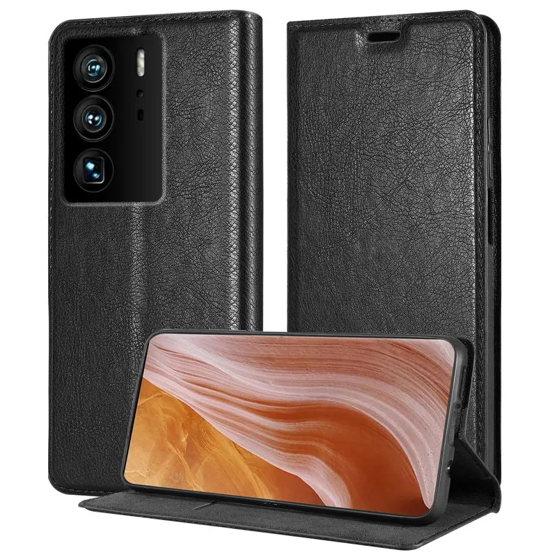 Cadorabo Hülle kompatibel mit ZTE Axon 40 ULTRA Schutzhülle mit Magnetverschluss, Standfunktion und Kartenfach