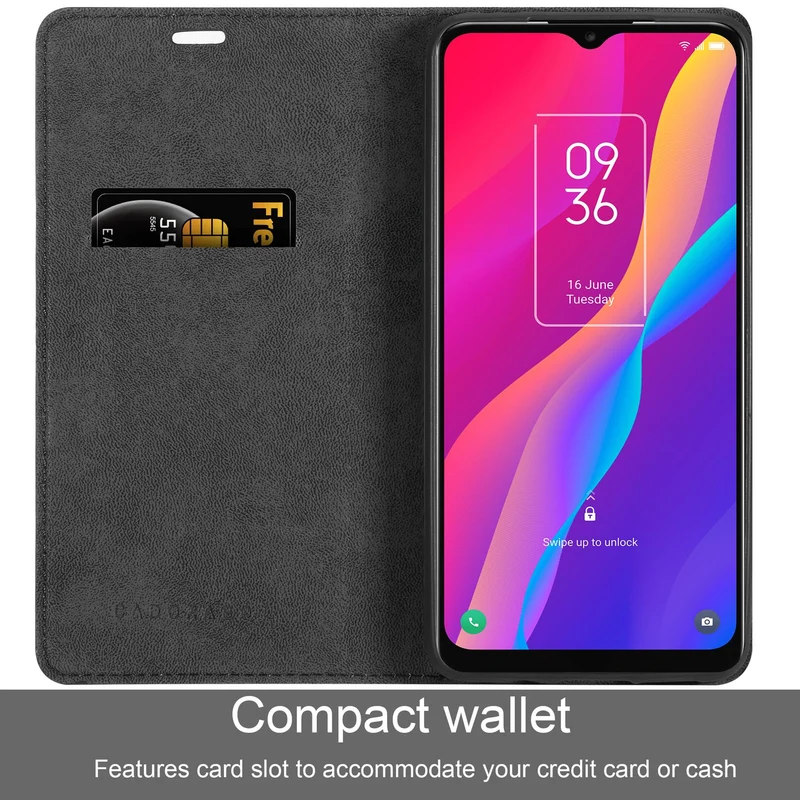 Cadorabo Hülle kompatibel mit TCL 30E / 30SE / 305 Schutzhülle mit Magnetverschluss, Standfunktion und Kartenfach