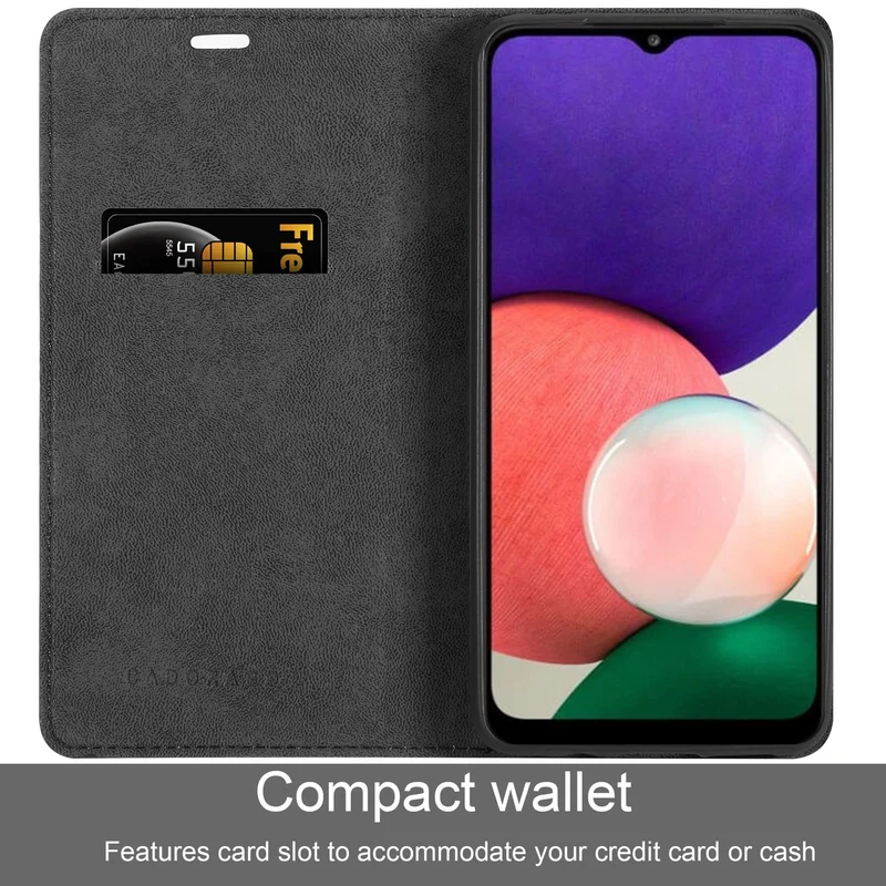 Cadorabo Hülle kompatibel mit Samsung Galaxy A22 5G Schutzhülle mit Magnetverschluss, Standfunktion und Kartenfach