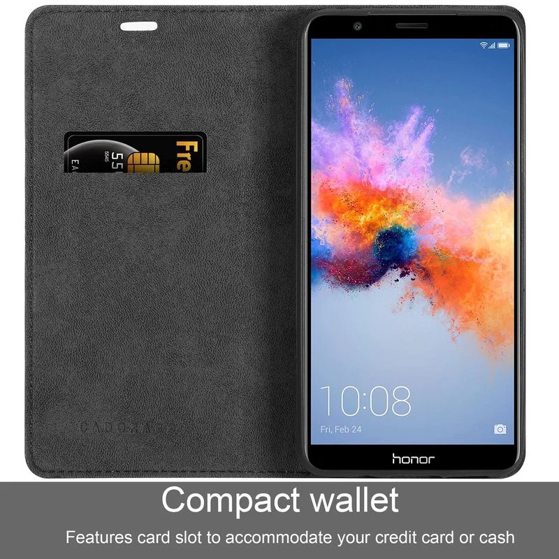 Cadorabo Hülle kompatibel mit Honor 7X Schutzhülle mit Magnetverschluss, Standfunktion und Kartenfach