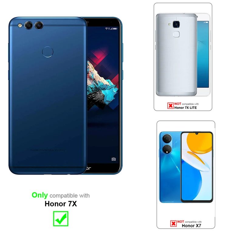 Cadorabo Hülle kompatibel mit Honor 7X Schutzhülle mit Magnetverschluss, Standfunktion und Kartenfach