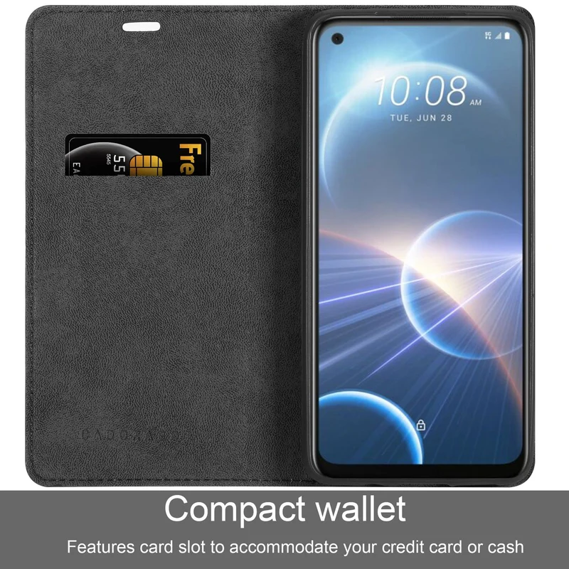 Cadorabo Hülle kompatibel mit HTC Desire 22 PRO Schutzhülle mit Magnetverschluss, Standfunktion und Kartenfach