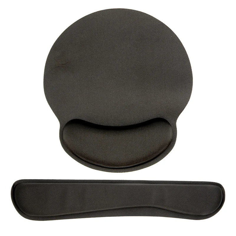Cadorabo 2-teiliges Set ergonomisches Mauspad und Tastatur Gelenkauflage in Schwarz - Rutschfeste Unterlage mit Handgelenkstütze für Maus und Tastatur, für bequemes Arbeiten an Computer und Laptop