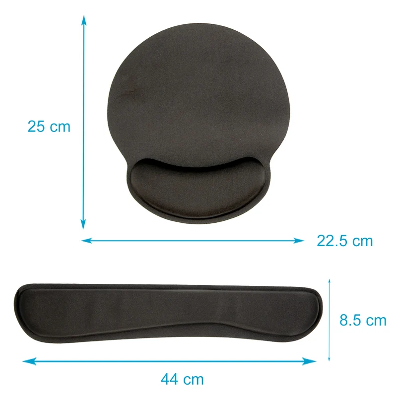 Cadorabo 2-teiliges Set ergonomisches Mauspad und Tastatur Gelenkauflage in Schwarz - Rutschfeste Unterlage mit Handgelenkstütze für Maus und Tastatur, für bequemes Arbeiten an Computer und Laptop