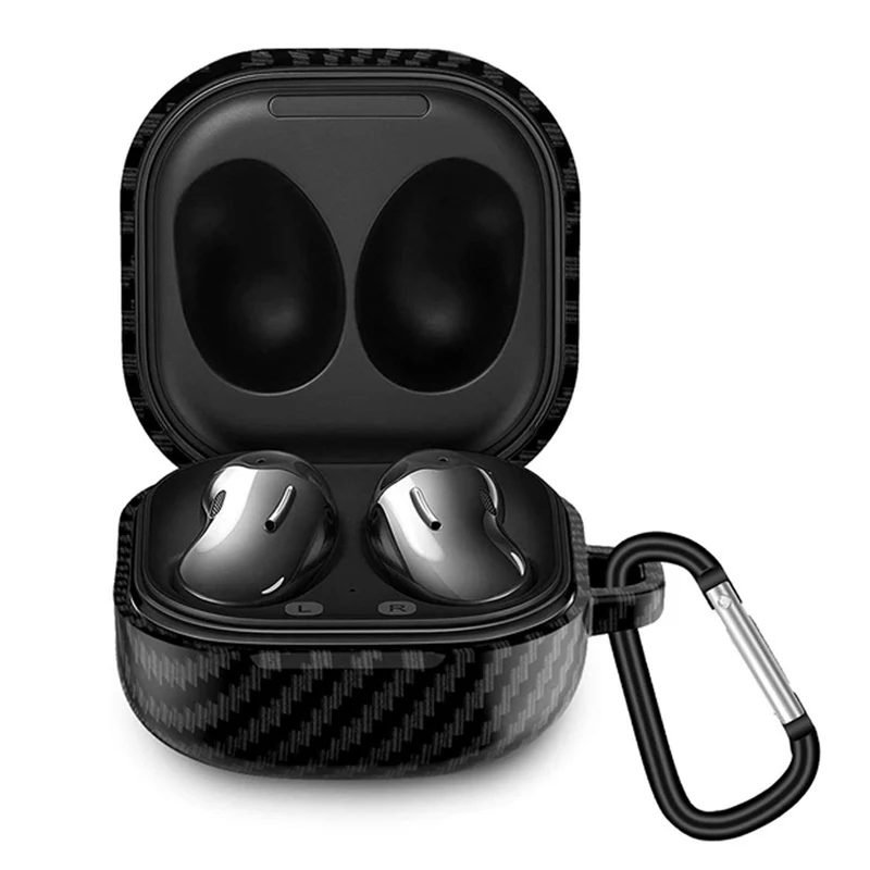 Cadorabo Hülle kompatibel mit Samsung Buds PRO / LIVE / Buds 2 in SCHWARZ - Tragbare Carbon Fiber Kopfhörer Schutzhülle Case