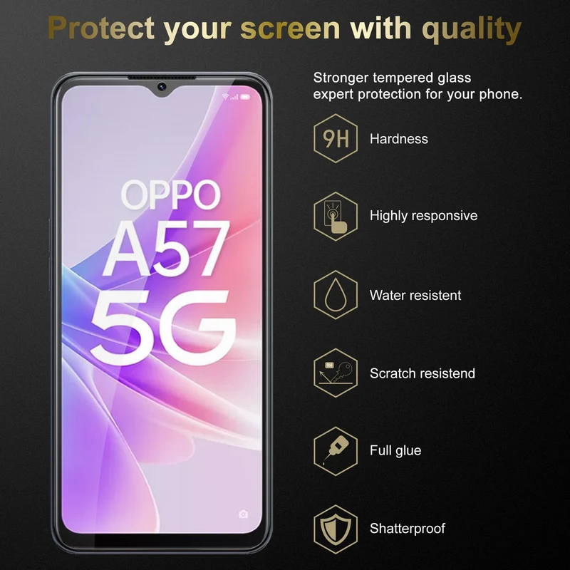 Cadorabo 3x Panzer Folie kompatibel mit Oppo A57 5G / Realme V23 - Schutzfolie 3er Pack Gehärtetes (Tempered) Display-Schutzglas in 9H Härte mit 3D Touch Kompatibilität
