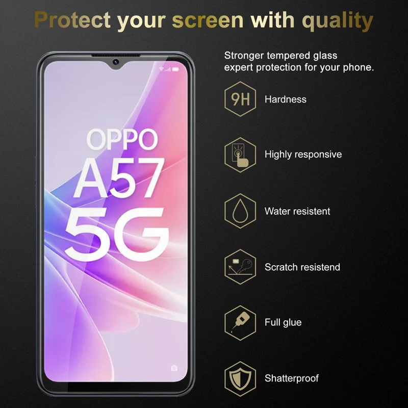 Cadorabo Panzer Folie kompatibel mit Oppo A57 5G / Realme V23 - Schutzfolie Gehärtetes (Tempered) Display-Schutzglas in 9H Härte mit 3D Touch Kompatibilität