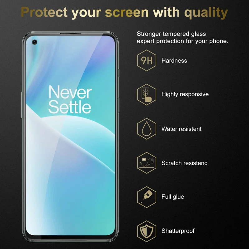 Cadorabo Panzer Folie kompatibel mit OnePlus Nord 2T - Schutzfolie Gehärtetes (Tempered) Display-Schutzglas in 9H Härte mit 3D Touch Kompatibilität