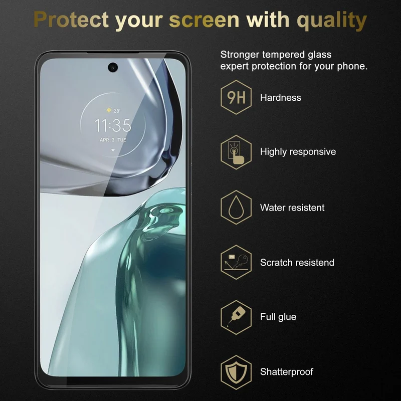 Cadorabo Panzer Folie kompatibel mit Motorola MOTO G62 5G - Schutzfolie Gehärtetes (Tempered) Display-Schutzglas in 9H Härte mit 3D Touch Kompatibilität