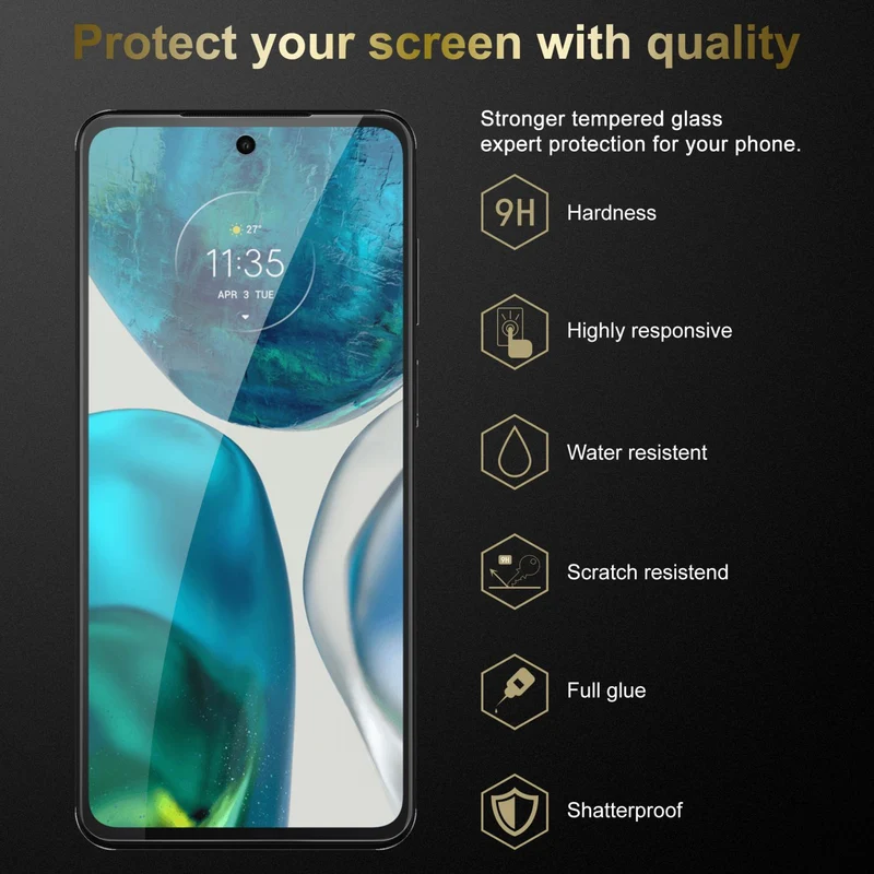 Cadorabo Panzer Folie kompatibel mit Motorola MOTO G52 4G / G82 5G - Schutzfolie Gehärtetes (Tempered) Display-Schutzglas in 9H Härte mit 3D Touch Kompatibilität