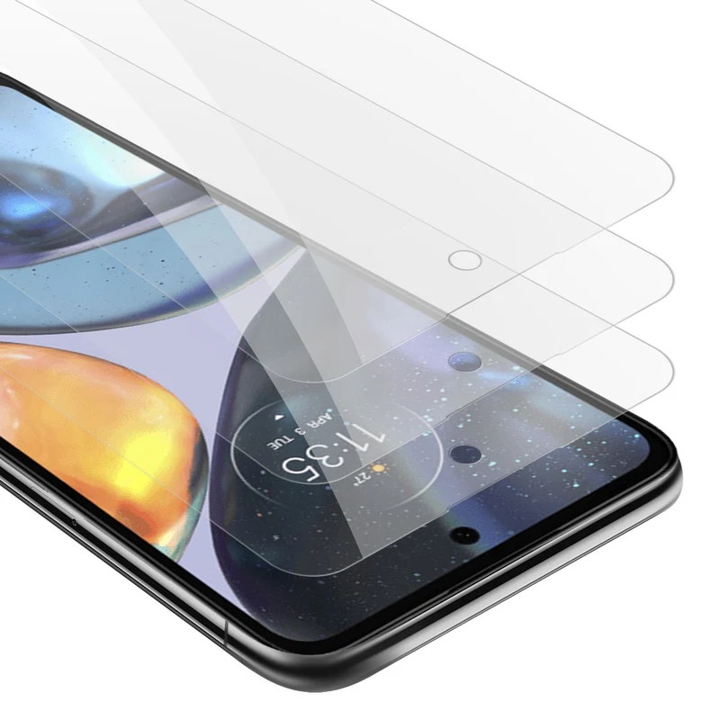 Cadorabo 3x Panzer Folie kompatibel mit Motorola MOTO G22 - Schutzfolie 3er Pack Gehärtetes (Tempered) Display-Schutzglas in 9H Härte mit 3D Touch Kompatibilität
