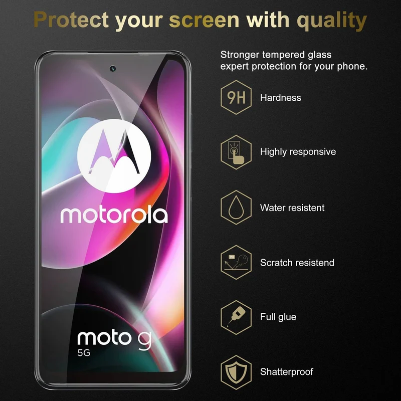 Cadorabo 3x Panzer Folie kompatibel mit Motorola MOTO G 5G 2022 - Schutzfolie 3er Pack Gehärtetes (Tempered) Display-Schutzglas in 9H Härte mit 3D Touch Kompatibilität