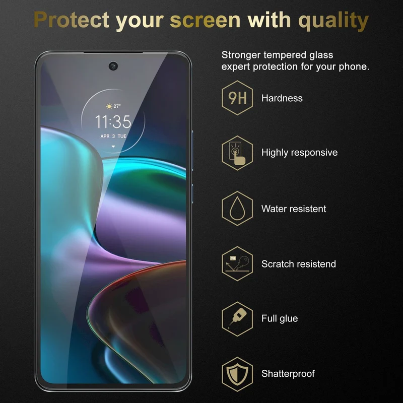 Cadorabo 3x Panzer Folie kompatibel mit Motorola EDGE 30 - Schutzfolie 3er Pack Gehärtetes (Tempered) Display-Schutzglas in 9H Härte mit 3D Touch Kompatibilität