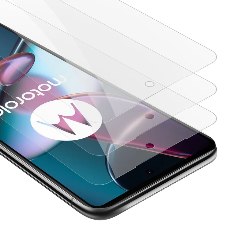 Cadorabo 3x Panzer Folie kompatibel mit Motorola EDGE 30 PRO / EDGE+ - Schutzfolie 3er Pack Gehärtetes (Tempered) Display-Schutzglas in 9H Härte mit 3D Touch Kompatibilität