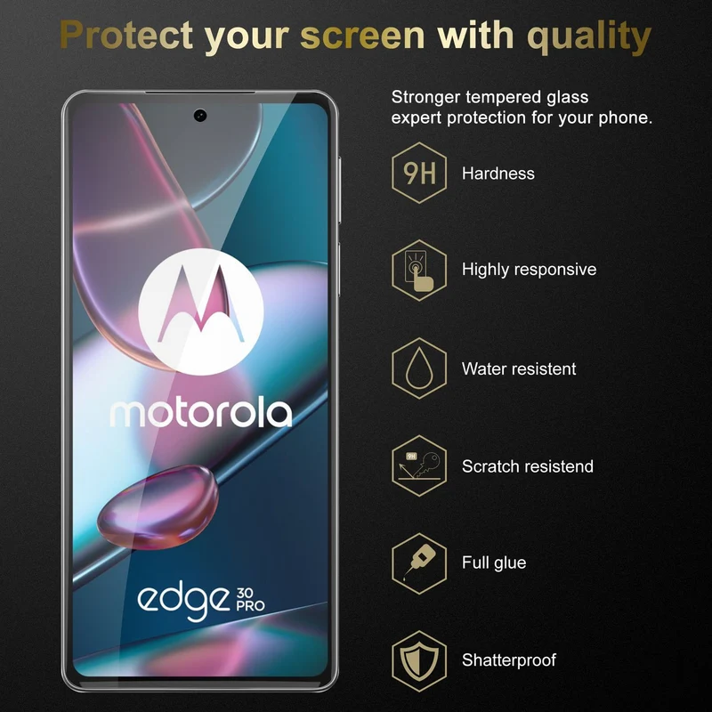Cadorabo 3x Panzer Folie kompatibel mit Motorola EDGE 30 PRO / EDGE+ - Schutzfolie 3er Pack Gehärtetes (Tempered) Display-Schutzglas in 9H Härte mit 3D Touch Kompatibilität