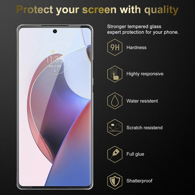 Cadorabo Panzer Folie kompatibel mit Motorola EDGE 30 ULTRA / MOTO X30 PRO - Schutzfolie Gehärtetes (Tempered) Display-Schutzglas in 9H Härte mit 3D Touch Kompatibilität