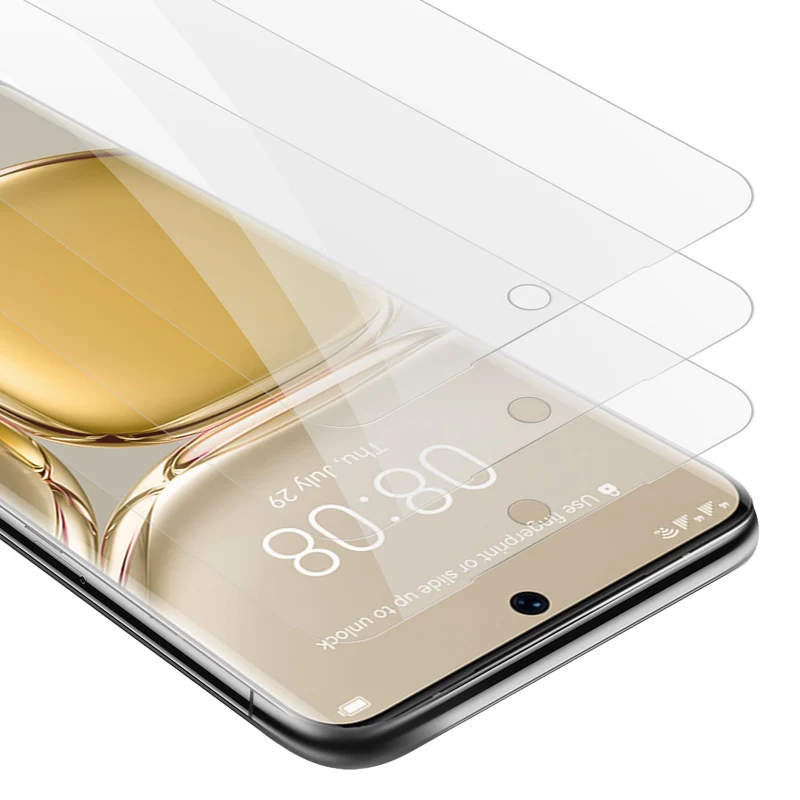 Cadorabo 3x Panzer Folie kompatibel mit Huawei P50 PRO - Schutzfolie 3er Pack Gehärtetes (Tempered) Display-Schutzglas in 9H Härte mit 3D Touch Kompatibilität