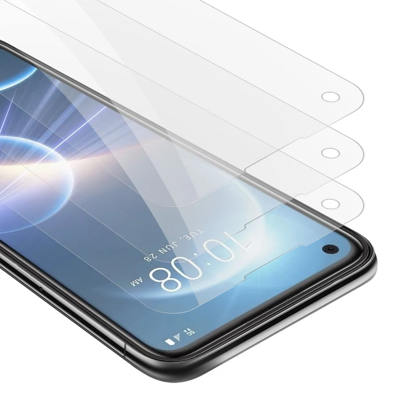 Cadorabo 3x Panzer Folie kompatibel mit HTC Desire 22 PRO - Schutzfolie 3er Pack Gehärtetes (Tempered) Display-Schutzglas in 9H Härte mit 3D Touch Kompatibilität