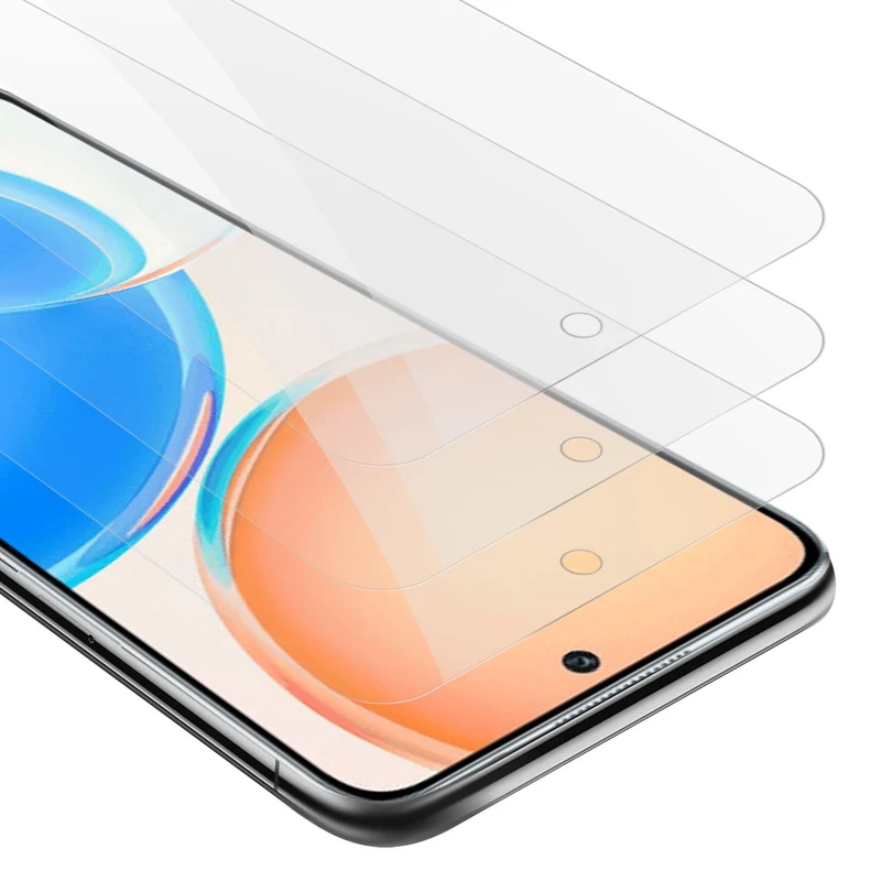 Cadorabo 3x Panzer Folie kompatibel mit Honor X8 4G - Schutzfolie 3er Pack Gehärtetes (Tempered) Display-Schutzglas in 9H Härte mit 3D Touch Kompatibilität
