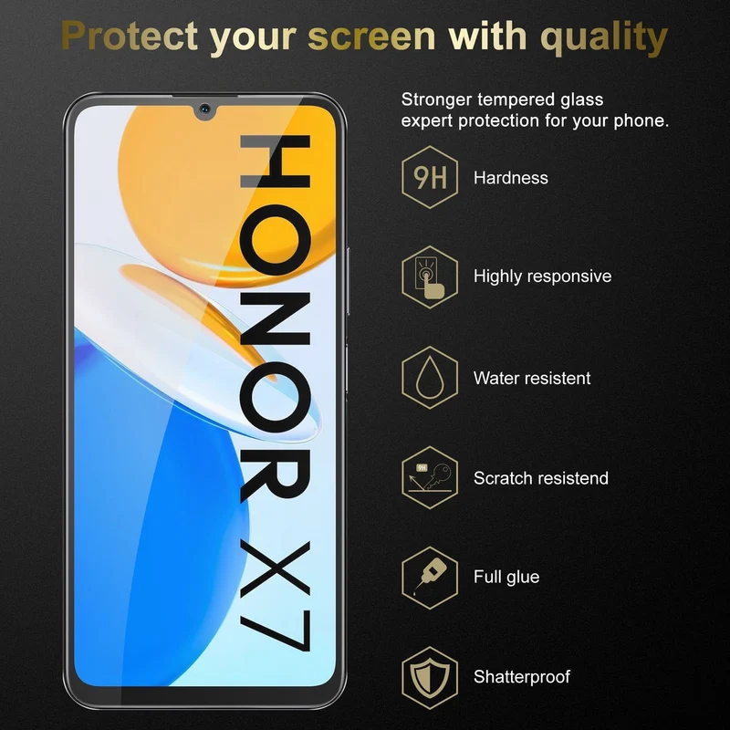 Cadorabo 3x Panzer Folie kompatibel mit Honor X7 - Schutzfolie 3er Pack Gehärtetes (Tempered) Display-Schutzglas in 9H Härte mit 3D Touch Kompatibilität