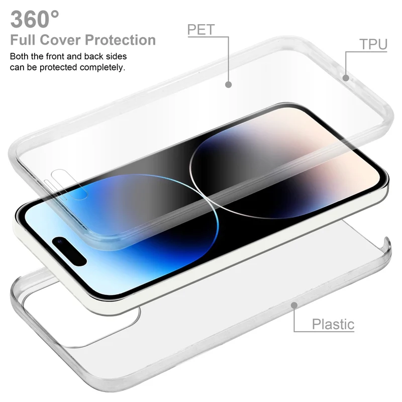 Cadorabo Hülle kompatibel mit Apple iPhone 14 PRO 360° Full Body Schutzhülle - Front- und Rückenschutz, Rundumschutz mit Displayschutz