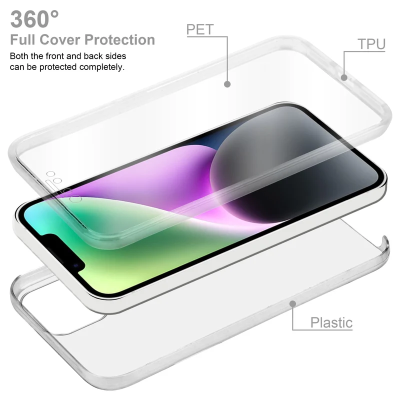 Cadorabo Hülle kompatibel mit Apple iPhone 14 360° Full Body Schutzhülle - Front- und Rückenschutz, Rundumschutz mit Displayschutz