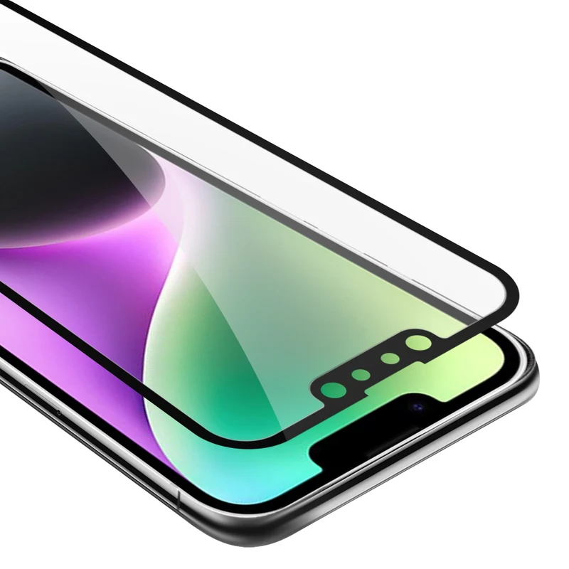 Cadorabo Vollbild Panzer Folie kompatibel mit Apple iPhone 14 PLUS - Schutzfolie Gehärtetes (Tempered) Display-Schutzglas in 9H Härte mit 3D Touch