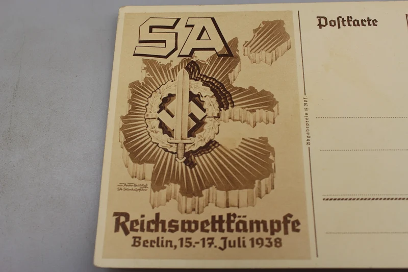 Postkarte SA-Reichswettkampfe, Berlin 15./17. Juli 1938