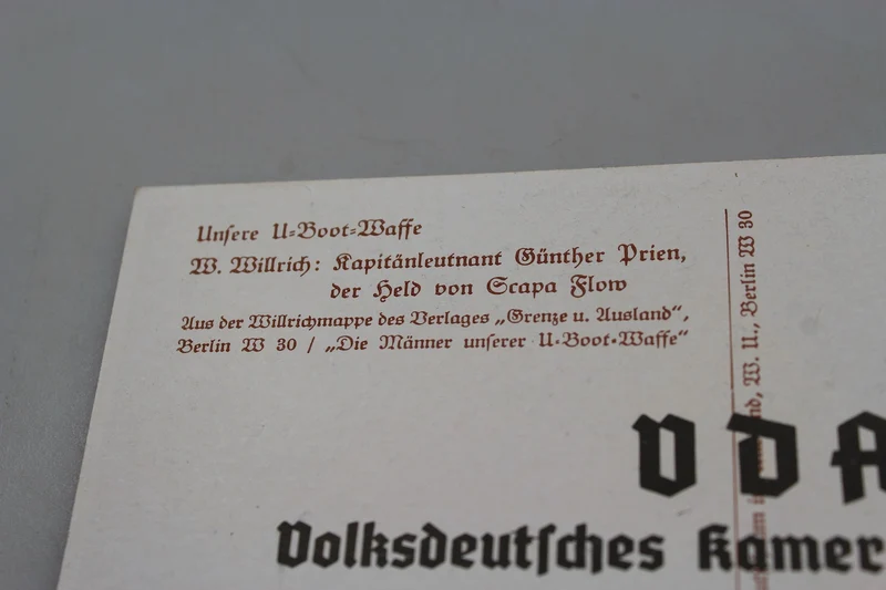 Willrich-Postkarte – U-Boot-Waffe-Serie – Kapitän Leutnant Gunther Prien
