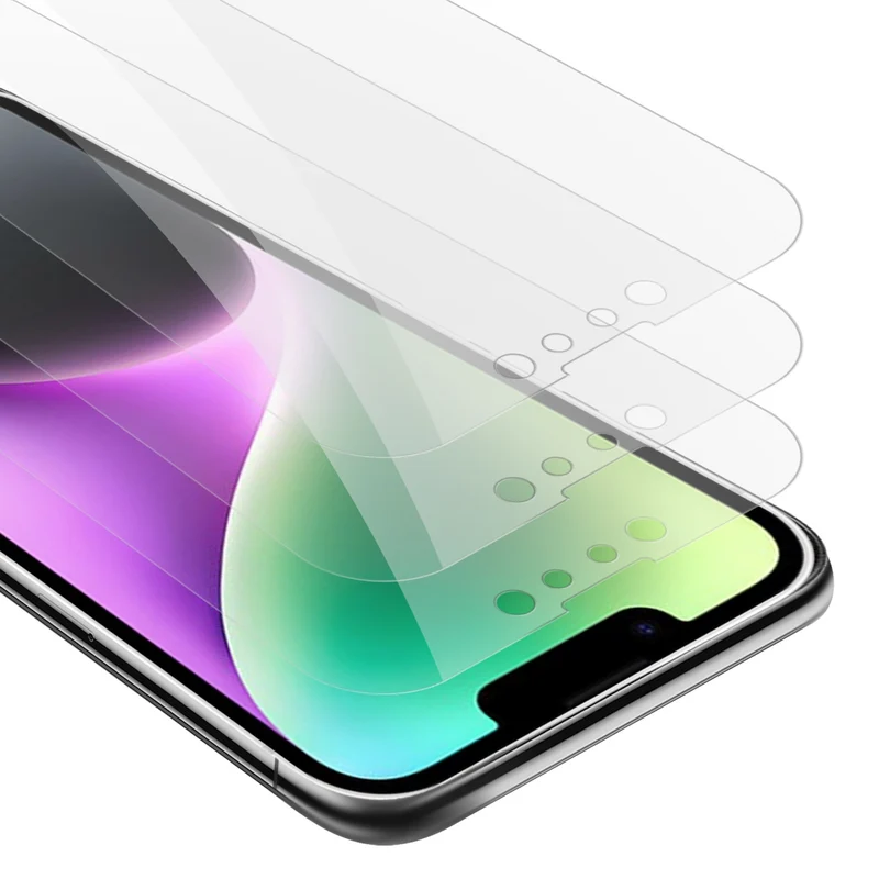 Cadorabo 3x Panzer Folie kompatibel mit Apple iPhone 14 - Schutzfolie 3er Pack Gehärtetes (Tempered) Display-Schutzglas in 9H Härte mit 3D Touch Kompatibilität