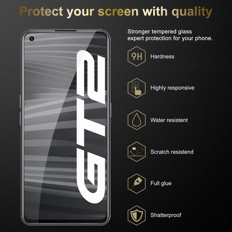 Cadorabo Panzer Folie kompatibel mit Realme GT 2 / GT Neo 2 / GT Neo 3T - Schutzfolie Gehärtetes (Tempered) Display-Schutzglas in 9H Härte mit 3D Touch Kompatibilität