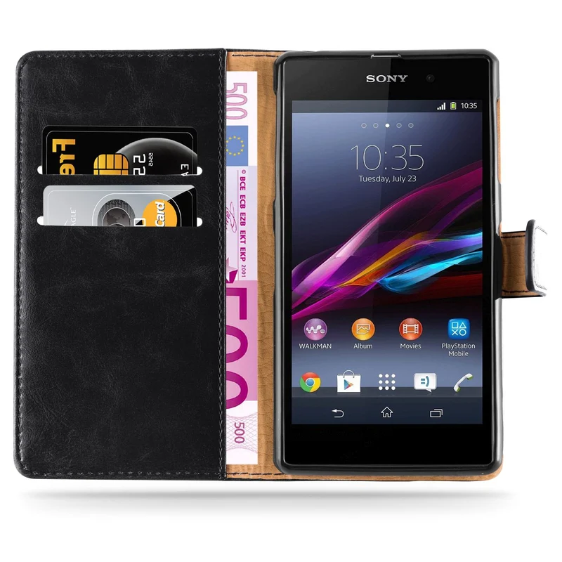 Cadorabo Hülle kompatibel mit Sony Xperia Z Schutzhülle mit Magnetverschluss, Standfunktion und Kartenfach