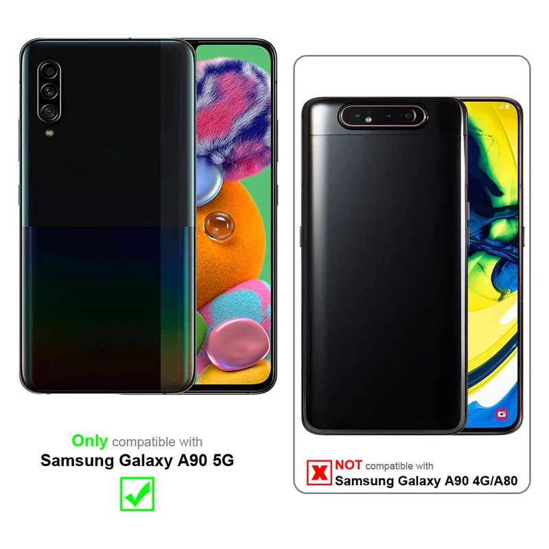 Cadorabo 3x Vollbild Panzer Folie kompatibel mit Samsung Galaxy A90 5G - Schutzfolie 3er Pack Gehärtetes (Tempered) Display-Schutzglas in 9H Härte mit 3D Touch
