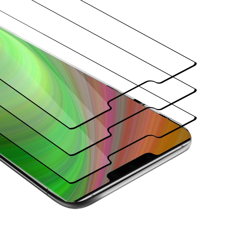 Cadorabo 3x Vollbild Panzer Folie kompatibel mit Huawei MATE 30 PRO - Schutzfolie 3er Pack Gehärtetes (Tempered) Display-Schutzglas in 9H Härte mit 3D Touch