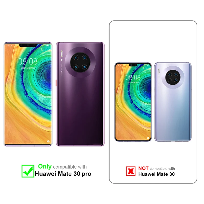 Cadorabo 3x Vollbild Panzer Folie kompatibel mit Huawei MATE 30 PRO - Schutzfolie 3er Pack Gehärtetes (Tempered) Display-Schutzglas in 9H Härte mit 3D Touch