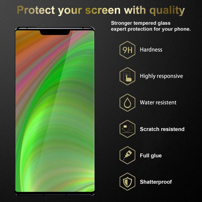 Cadorabo 3x Vollbild Panzer Folie kompatibel mit Huawei MATE 30 PRO - Schutzfolie 3er Pack Gehärtetes (Tempered) Display-Schutzglas in 9H Härte mit 3D Touch