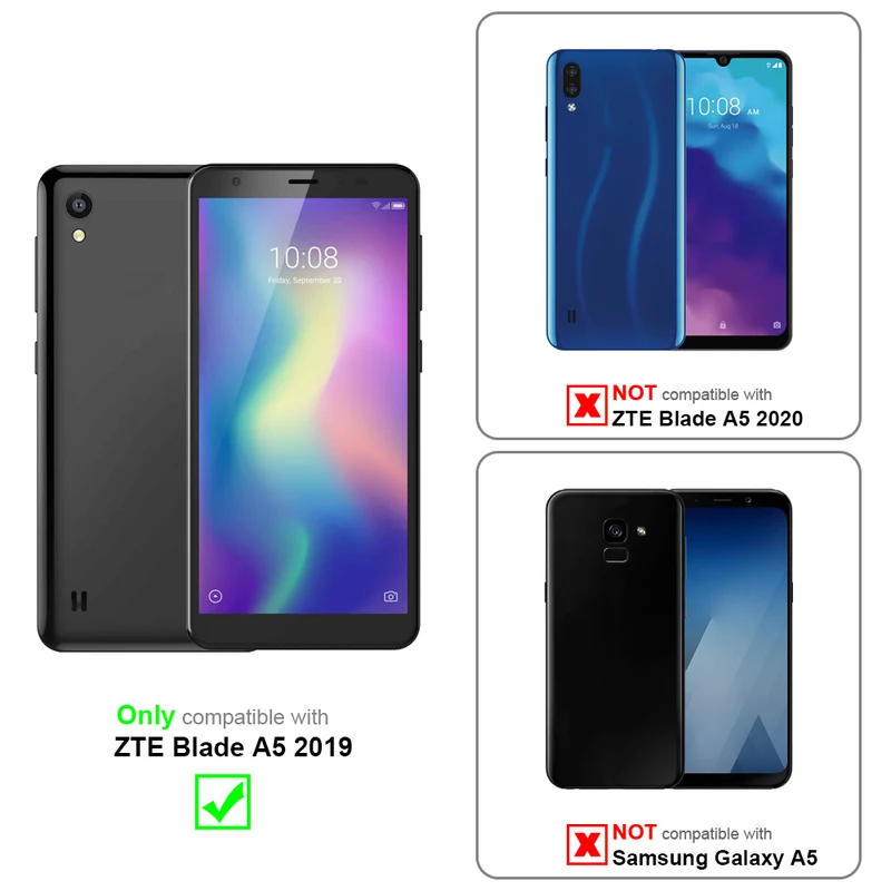 Cadorabo 3x Panzer Folie kompatibel mit ZTE Blade A5 2019 - Schutzfolie 3er Pack Gehärtetes (Tempered) Display-Schutzglas in 9H Härte mit 3D Touch Kompatibilität
