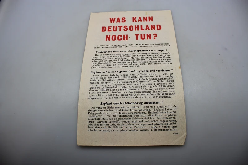 „Was kann Deutschland noch tun?“ - Alliierter Propagandaflyer 2. Weltkrieg