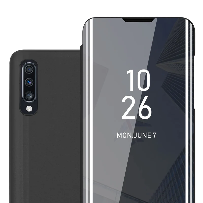 Cadorabo Hülle kompatibel mit Samsung Galaxy A70 / A70s Clear View Spiegel Schutzhülle mit Standfunktion 360 Grad Schutz